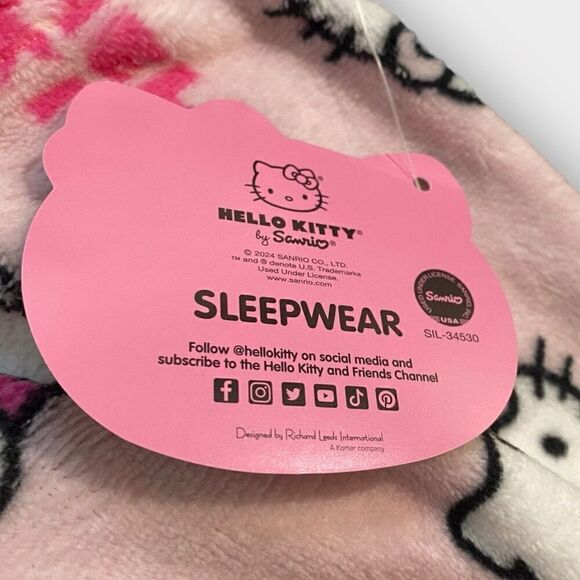 Hello Kitty Sanrio All Over Fuzzy Soft Touch Pajama Pants Womens size Large New - Picture 7 of 9